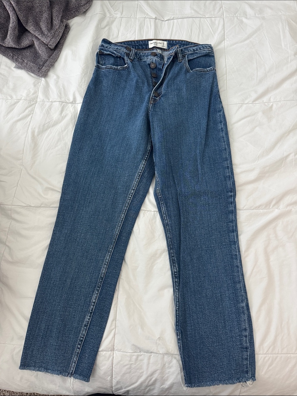 Abercrombie & Fitch Classic Straight Leg Jeans in Dark Blue